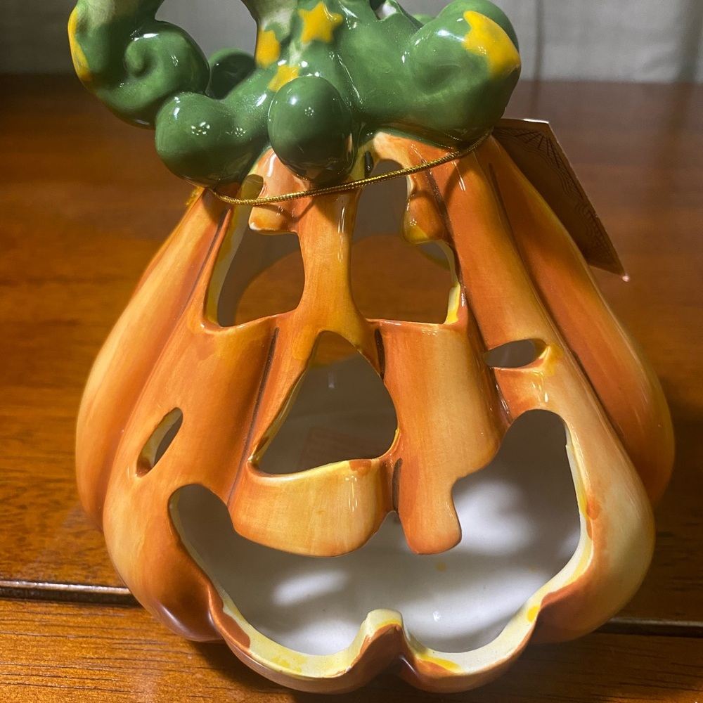 BLUE SKY Clayworks Pumpkin Candle Holder Heather Goldminc 2012 NWT - Picture 2 of 13
